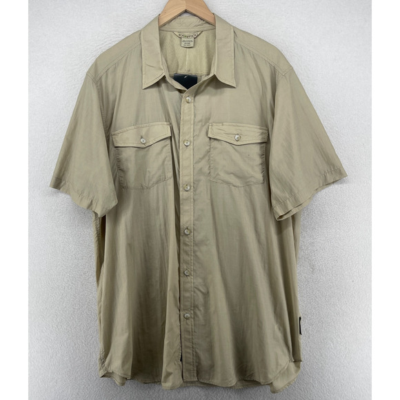 EXOFFICIO Shirt Mens 2XL Syros Short Sleeve Button Down Fishing Beige NEW - Picture 3 of 16